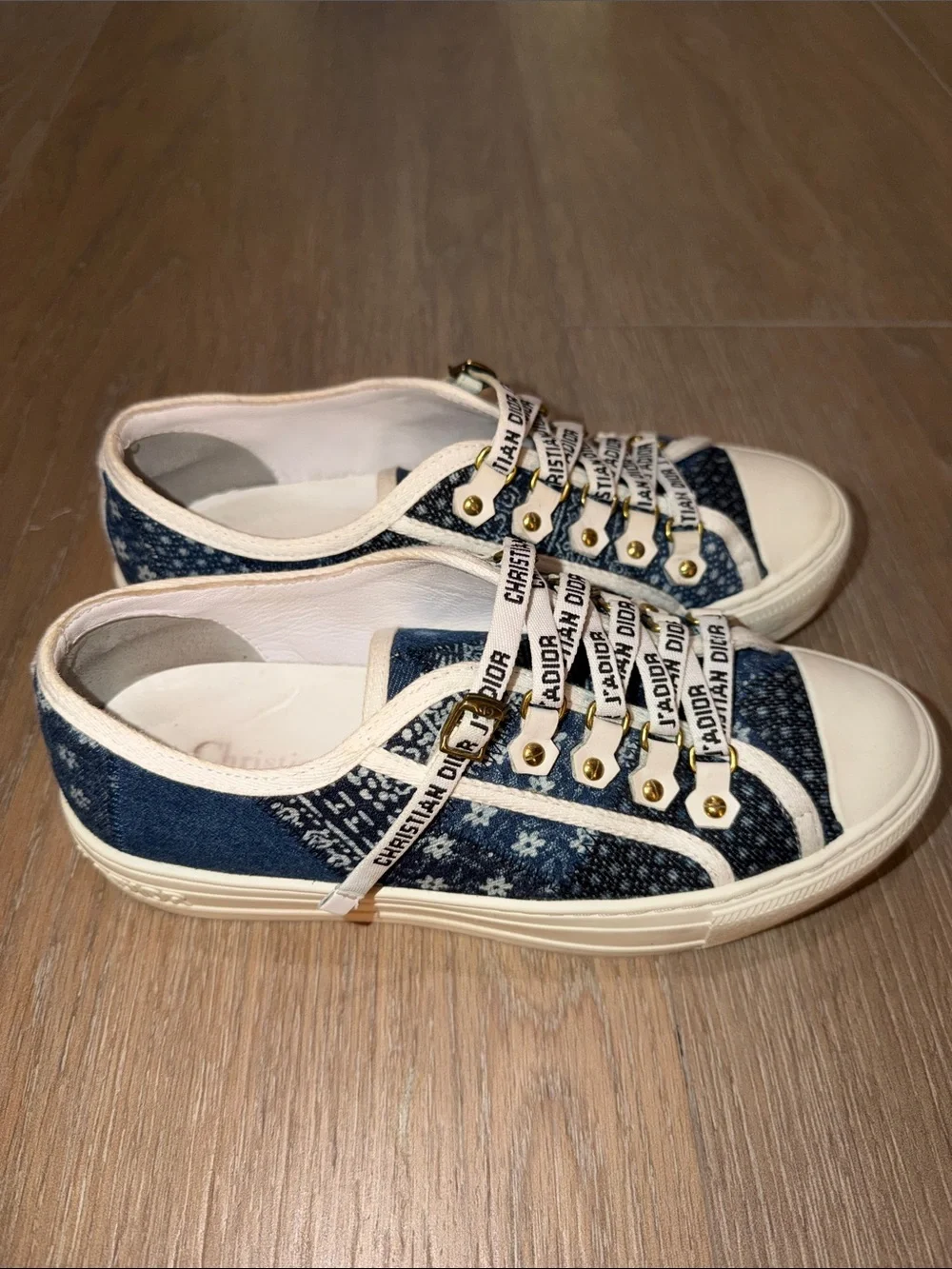 Dior J'Adior Low-Top Navy Blue and White Sneakers